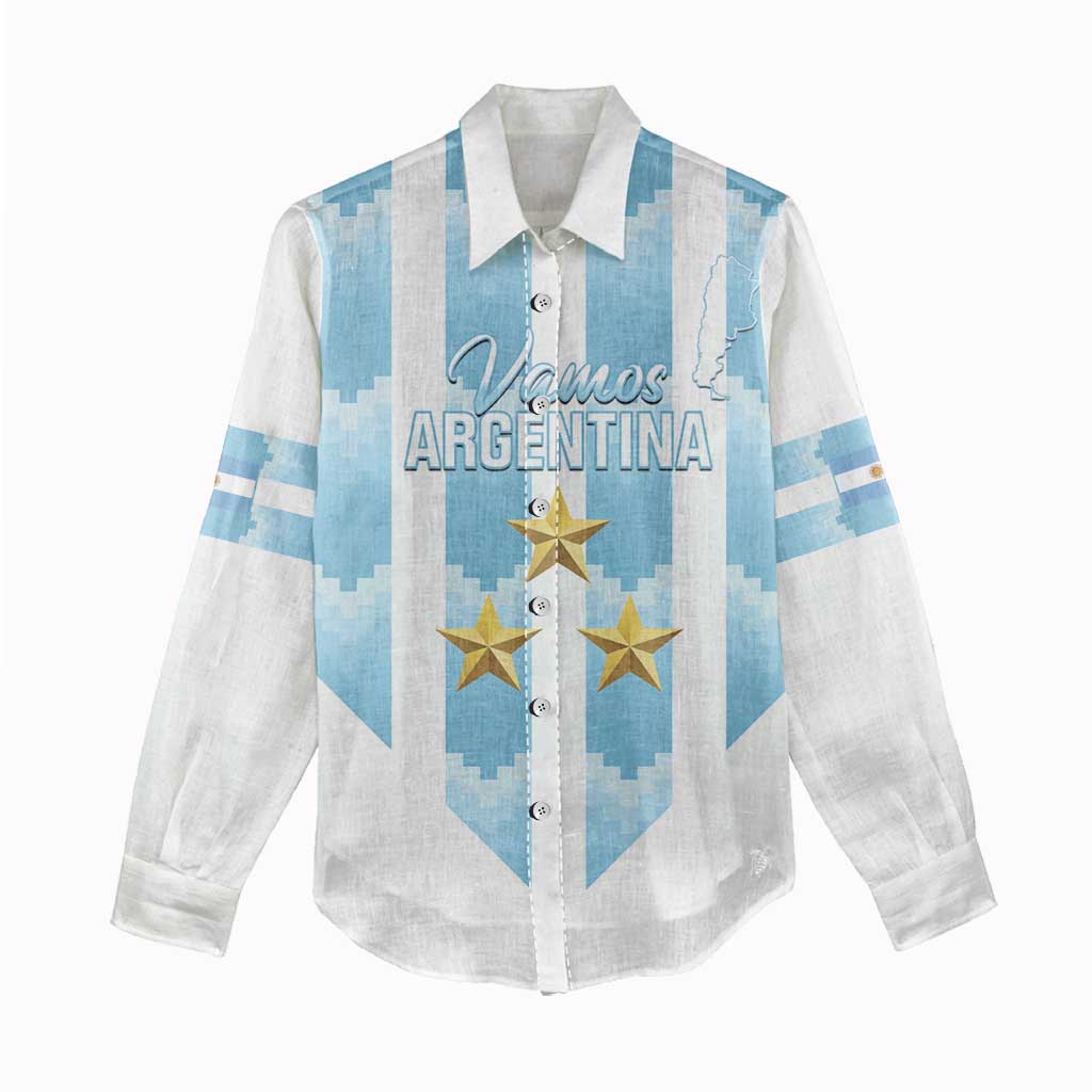 Custom Argentina Football Women Casual Shirt Vamos La Albiceleste