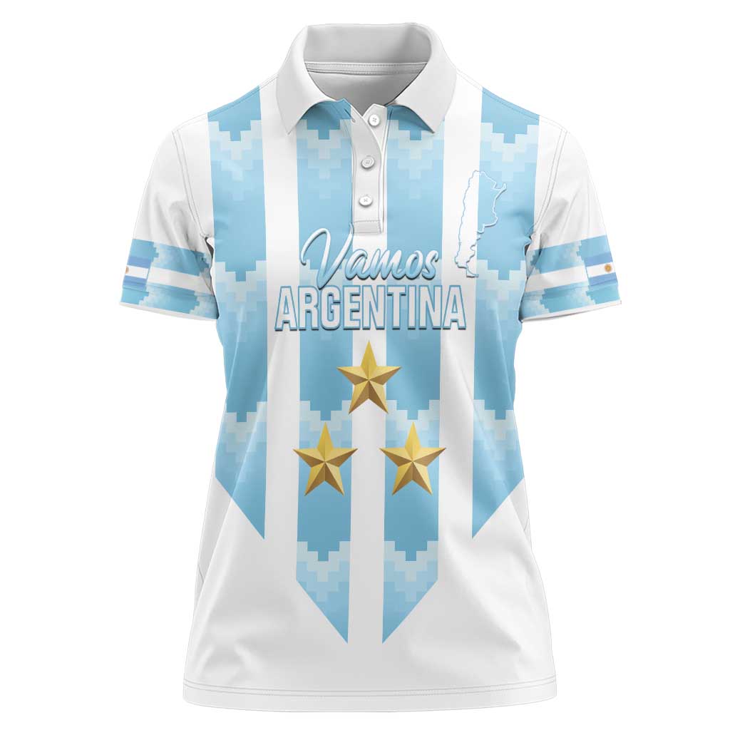 Custom Argentina Football Women Polo Shirt Vamos La Albiceleste