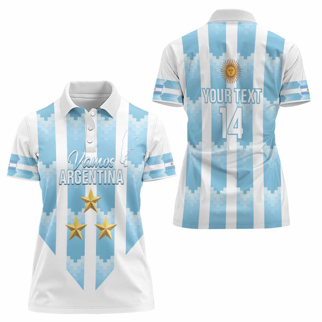 Custom Argentina Football Women Polo Shirt Vamos La Albiceleste