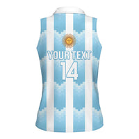 Custom Argentina Football Women Sleeveless Polo Shirt Vamos La Albiceleste