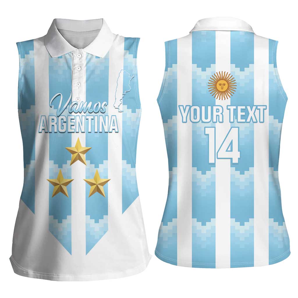 Custom Argentina Football Women Sleeveless Polo Shirt Vamos La Albiceleste