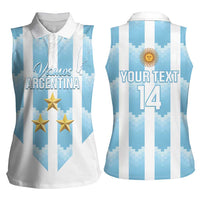 Custom Argentina Football Women Sleeveless Polo Shirt Vamos La Albiceleste