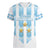 Custom Argentina Football Women V-Neck T-Shirt Vamos La Albiceleste