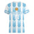 Custom Argentina Football Women V-Neck T-Shirt Vamos La Albiceleste