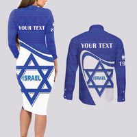 Personalised Israel Independence Day Couples Matching Long Sleeve Bodycon Dress and Long Sleeve Button Shirt 2024 Yom Haatzmaut - Wonder Print Shop