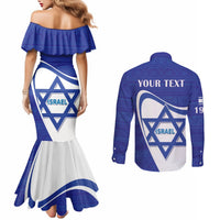 Personalised Israel Independence Day Couples Matching Mermaid Dress and Long Sleeve Button Shirt 2024 Yom Haatzmaut