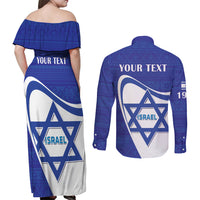 Personalised Israel Independence Day Couples Matching Off Shoulder Maxi Dress and Long Sleeve Button Shirt 2024 Yom Haatzmaut - Wonder Print Shop