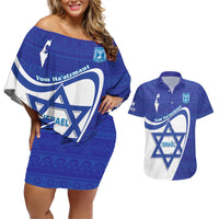 Personalised Israel Independence Day Couples Matching Off Shoulder Short Dress and Hawaiian Shirt 2024 Yom Haatzmaut - Wonder Print Shop