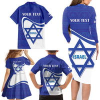 Personalised Israel Independence Day Family Matching Long Sleeve Bodycon Dress and Hawaiian Shirt 2024 Yom Haatzmaut - Wonder Print Shop