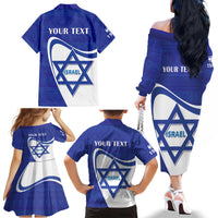 Personalised Israel Independence Day Family Matching Off The Shoulder Long Sleeve Dress and Hawaiian Shirt 2024 Yom Haatzmaut - Wonder Print Shop