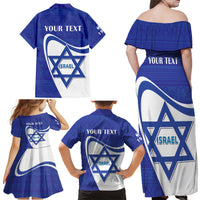 Personalised Israel Independence Day Family Matching Off Shoulder Maxi Dress and Hawaiian Shirt 2024 Yom Haatzmaut - Wonder Print Shop