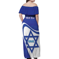 Personalised Israel Independence Day Family Matching Off Shoulder Maxi Dress and Hawaiian Shirt 2024 Yom Haatzmaut - Wonder Print Shop