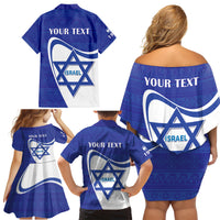 Personalised Israel Independence Day Family Matching Off Shoulder Short Dress and Hawaiian Shirt 2024 Yom Haatzmaut - Wonder Print Shop
