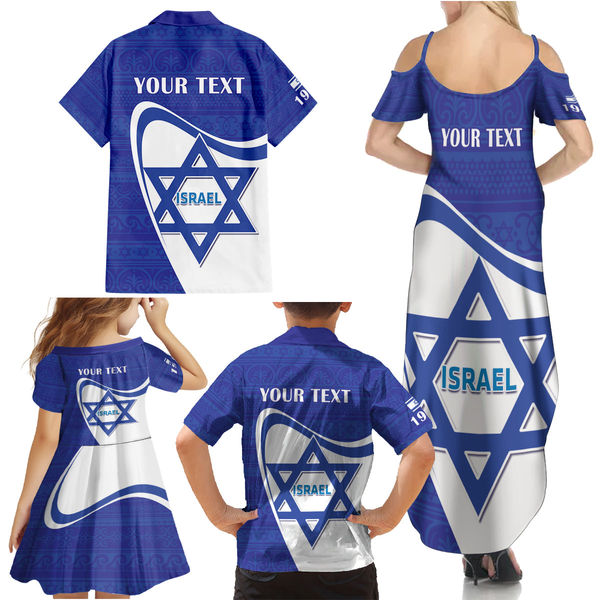 Personalised Israel Independence Day Family Matching Summer Maxi Dress and Hawaiian Shirt 2024 Yom Haatzmaut - Wonder Print Shop