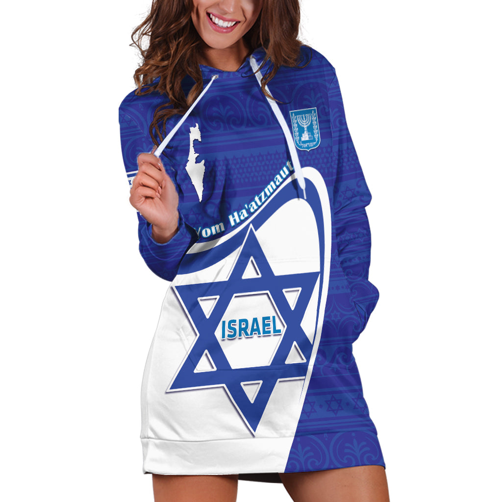 Personalised Israel Independence Day Hoodie Dress 2024 Yom Haatzmaut - Wonder Print Shop