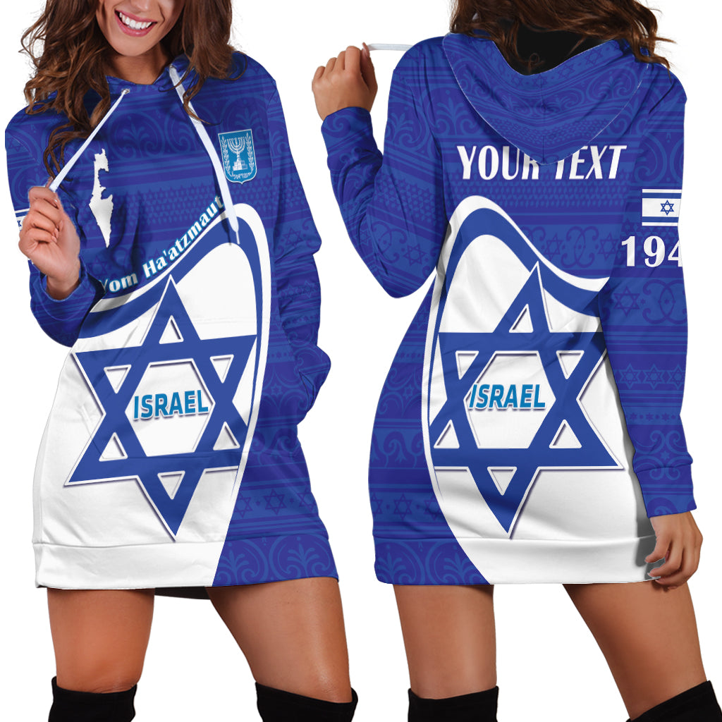 Personalised Israel Independence Day Hoodie Dress 2024 Yom Haatzmaut - Wonder Print Shop