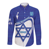 Personalised Israel Independence Day Long Sleeve Button Shirt 2024 Yom Haatzmaut - Wonder Print Shop