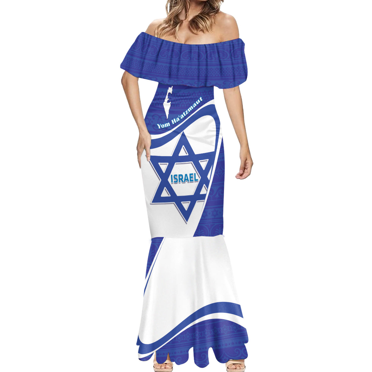 Personalised Israel Independence Day Mermaid Dress 2024 Yom Haatzmaut - Wonder Print Shop