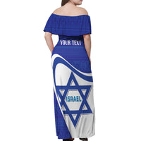 Personalised Israel Independence Day Off Shoulder Maxi Dress 2024 Yom Haatzmaut - Wonder Print Shop