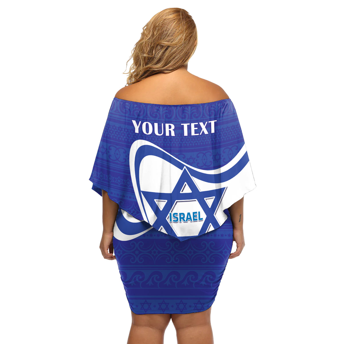 Personalised Israel Independence Day Off Shoulder Short Dress 2024 Yom Haatzmaut - Wonder Print Shop