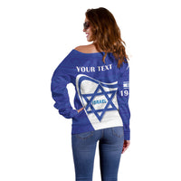 Personalised Israel Independence Day Off Shoulder Sweater 2024 Yom Haatzmaut - Wonder Print Shop
