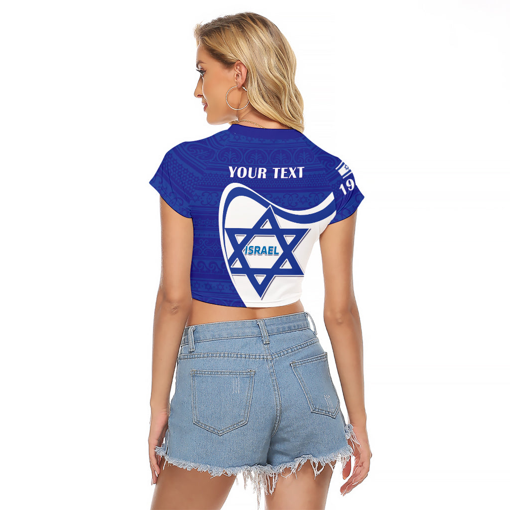 Personalised Israel Independence Day Raglan Cropped T Shirt 2024 Yom Haatzmaut - Wonder Print Shop