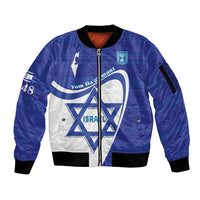 Personalised Israel Independence Day Sleeve Zip Bomber Jacket 2024 Yom Haatzmaut - Wonder Print Shop