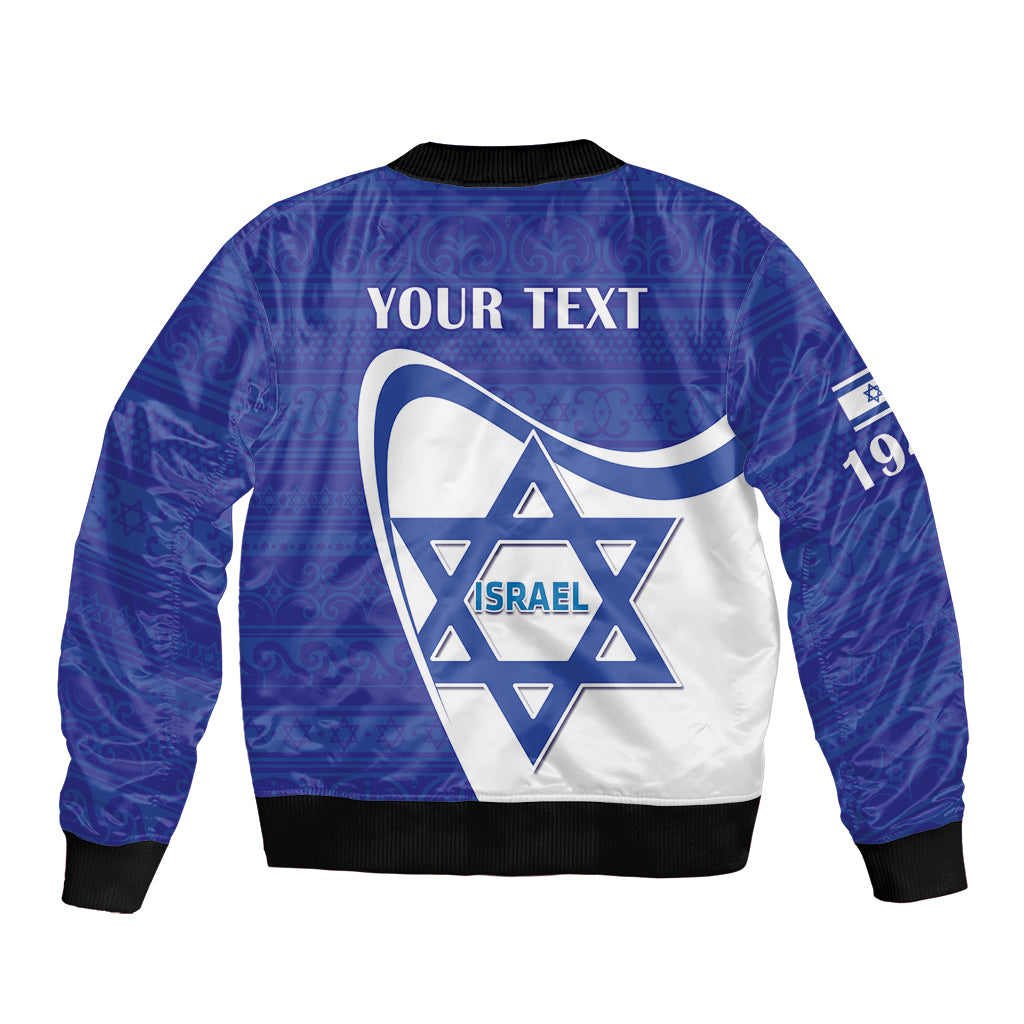 Personalised Israel Independence Day Sleeve Zip Bomber Jacket 2024 Yom Haatzmaut - Wonder Print Shop