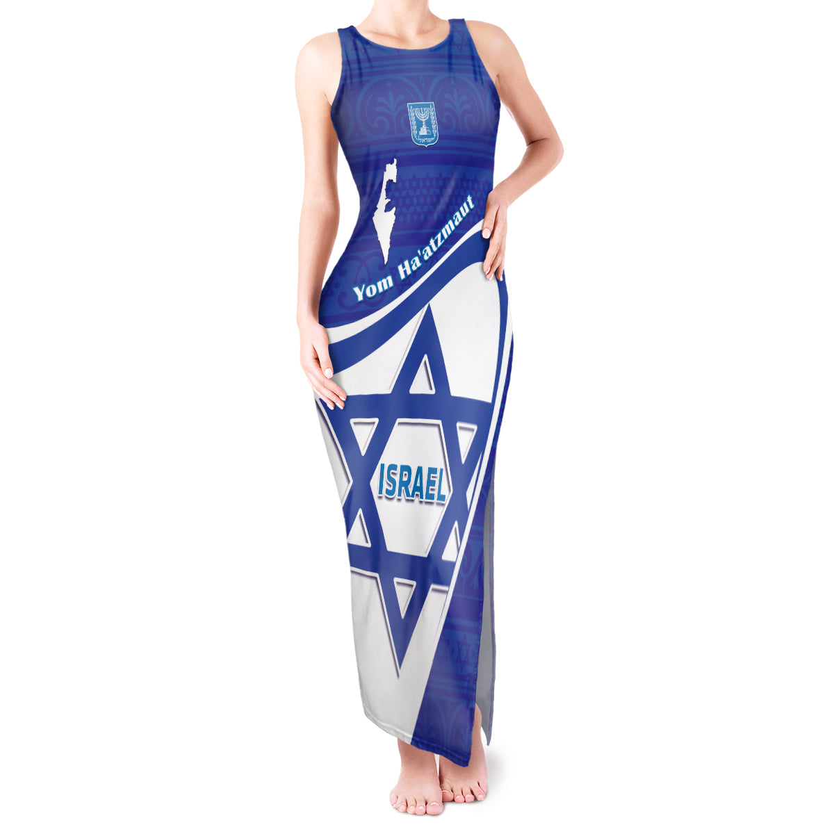 Personalised Israel Independence Day Tank Maxi Dress 2024 Yom Haatzmaut