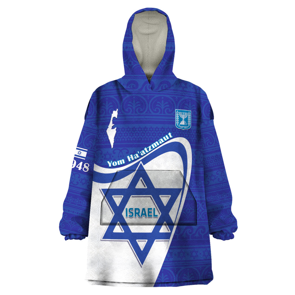 Personalised Israel Independence Day Wearable Blanket Hoodie 2024 Yom Haatzmaut - Wonder Print Shop