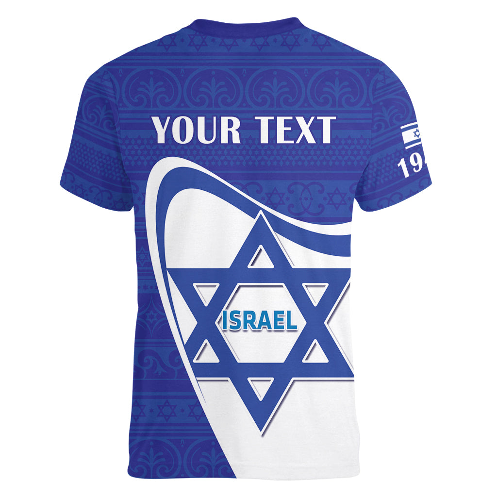 Personalised Israel Independence Day Women V-Neck T-Shirt 2024 Yom Haatzmaut - Wonder Print Shop