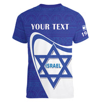 Personalised Israel Independence Day Women V-Neck T-Shirt 2024 Yom Haatzmaut - Wonder Print Shop