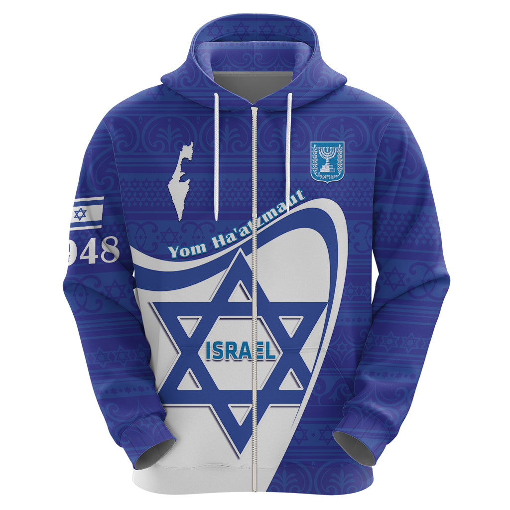 Personalised Israel Independence Day Zip Hoodie 2024 Yom Haatzmaut - Wonder Print Shop