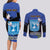 Personalised Israel Independence Day Couples Matching Long Sleeve Bodycon Dress and Long Sleeve Button Shirt Menorah With Cyclamen Persicum Grunge - Wonder Print Shop