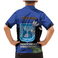 Personalised Israel Independence Day Family Matching Mermaid Dress and Hawaiian Shirt Menorah With Cyclamen Persicum Grunge - Wonder Print Shop