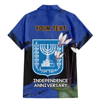 Personalised Israel Independence Day Family Matching Mermaid Dress and Hawaiian Shirt Menorah With Cyclamen Persicum Grunge - Wonder Print Shop