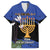 Personalised Israel Independence Day Family Matching Short Sleeve Bodycon Dress and Hawaiian Shirt Menorah With Cyclamen Persicum Grunge - Wonder Print Shop