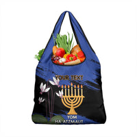 Personalised Israel Independence Day Grocery Bag Menorah With Cyclamen Persicum Grunge