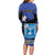 Personalised Israel Independence Day Long Sleeve Bodycon Dress Menorah With Cyclamen Persicum Grunge - Wonder Print Shop