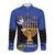 Personalised Israel Independence Day Long Sleeve Button Shirt Menorah With Cyclamen Persicum Grunge - Wonder Print Shop