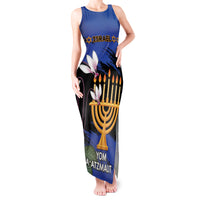 Personalised Israel Independence Day Tank Maxi Dress Menorah With Cyclamen Persicum Grunge - Wonder Print Shop