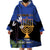 Personalised Israel Independence Day Wearable Blanket Hoodie Menorah With Cyclamen Persicum Grunge - Wonder Print Shop