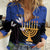 Personalised Israel Independence Day Women Casual Shirt Menorah With Cyclamen Persicum Grunge - Wonder Print Shop