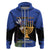 Personalised Israel Independence Day Zip Hoodie Menorah With Cyclamen Persicum Grunge