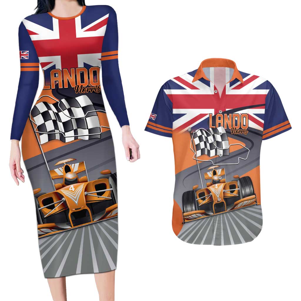 Personalised British Norris Couples Matching Long Sleeve Bodycon Dress and Hawaiian Shirt 2025 Champion Australia GP