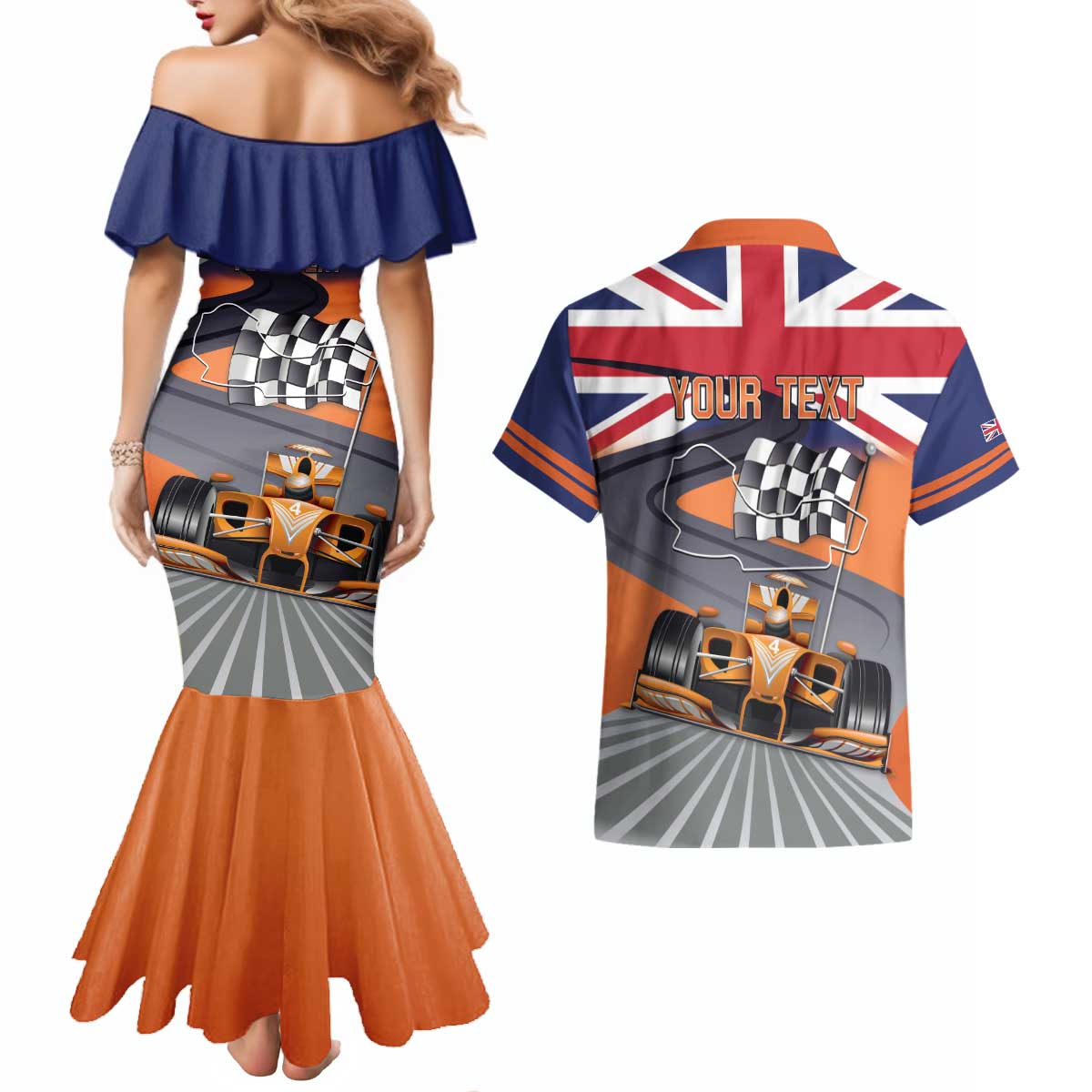 Personalised British Norris Couples Matching Mermaid Dress and Hawaiian Shirt 2025 Champion Australia GP