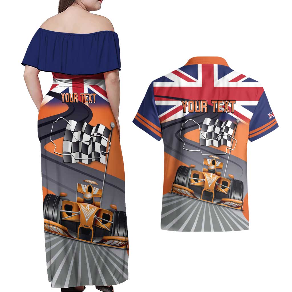 Personalised British Norris Couples Matching Off Shoulder Maxi Dress and Hawaiian Shirt 2025 Champion Australia GP