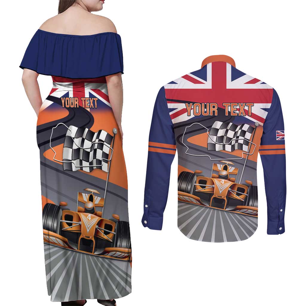 Personalised British Norris Couples Matching Off Shoulder Maxi Dress and Long Sleeve Button Shirt 2025 Champion Australia GP