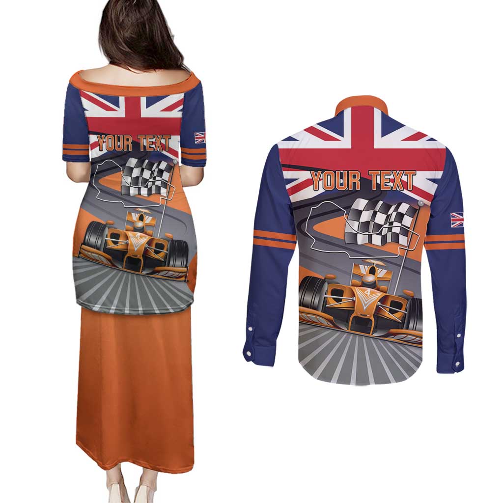 Personalised British Norris Couples Matching Puletasi and Long Sleeve Button Shirt 2025 Champion Australia GP