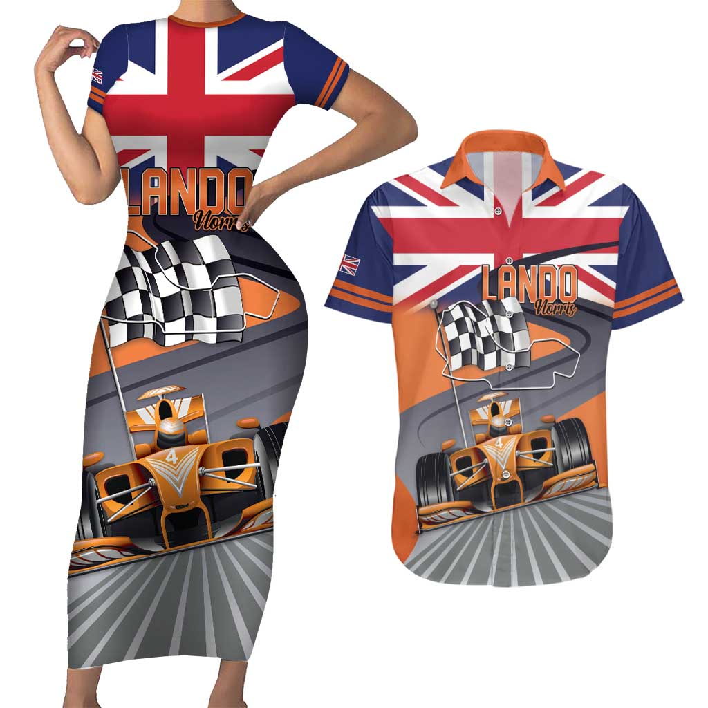 Personalised British Norris Couples Matching Short Sleeve Bodycon Dress and Hawaiian Shirt 2025 Champion Australia GP